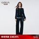 歌莉婭冬季絲絨褲子套裝（絲絨外套+直筒長褲）  1CNLAC850 00B黑色 L