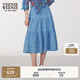 Teenie Weenie小熊女裝牛仔半身裙2025夏季新款復(fù)古時(shí)髦丹寧蛋糕裙 淺藍(lán)色 M