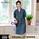 謎底牛仔連衣裙短袖女2025夏新款丹寧風(fēng)翻領(lǐng)寬松直筒裙257ML7320 中藍(lán) L