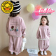 G.DUCKKIDS小黃鴨女童套裝春秋季2025新款女孩寶寶洋氣衛(wèi)衣衛(wèi)褲兒童秋裝韓版 粉紅色 130