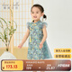戴維貝拉女童連衣裙夏裝兒童國風漢服旗袍裙子寶寶復古印花裙
