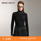 MISS SIXTY針織衫上衣女半高領(lǐng)刺繡彈力修身顯瘦簡(jiǎn)約打底衫毛衣 黑色 L