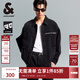 杰克·瓊斯（JACK&JONES）25年男裝多口袋工裝牛仔外套男寬松休閑潮流春秋款刺繡牛仔夾克 A15黑色牛仔 常規 M