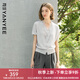 顏域假兩件針織開衫女夏裝2025新款蕾絲花邊薄款設計感獨特上衣女 灰色 L