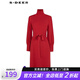 S.DEER圣迪奧女裝羅紋高領(lǐng)收腰燈籠袖針織連衣裙S224Z1292 暗紅/81 M 165