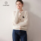 帕什羊絨衫女開(kāi)衫100%山羊絨25秋冬新圓領(lǐng)系扣麻花針織毛衣外套MC2531 潔白色 M