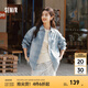森馬（Semir）森柔牛仔|商場(chǎng)同款牛仔襯衫女oversize春季2025新款格紋襯衣 藍(lán)色調(diào)00388 XS (150) 76A