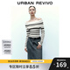 UR【HOT】2025秋季新款女裝撞色條紋一字領(lǐng)針織衫UWM950063 象牙白 S