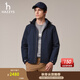 哈吉斯（HAZZYS）男裝 秋款休閑外套【可折卸帽子】夾克男ASVZU0BCU07 藏青色NV M (170/92A 46)