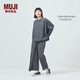 無(wú)印良品（MUJI）IDEE 女式 漢麻混 平紋褲子 女款 休閑褲 長(cháng)褲 春季 GA37CC5S 炭灰色 均碼 （165/72A）
