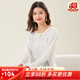 金菊2025桑蠶絲春夏特價(jià)款圓領(lǐng)泡泡袖甜美提花上衣彈力羅紋女式針織衫 白色 均碼