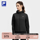 FILA 斐樂官方女裝針織連帽外套2025秋裝新款健身運(yùn)動(dòng)防曬衣夾克 深黑-BK M 165/84A/M