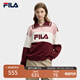 FILA 斐樂(lè )官方女子翻領(lǐng)套頭衛衣2025春新款時(shí)尚寬松復古拼接針織長(cháng)袖 仙粉黛酒紅-WI S （160/80A/S）