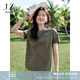 玖姿·安娜蔻【蜜意生活】可露麗釘珠涼感短袖T恤女2025夏季新款 深灰 L