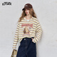 妖精的口袋撞色條紋印花長(cháng)袖t恤女2025年早秋新款設計感小眾上衣 小兔條紋黃色 S