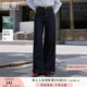 香影藏青色闊腿牛仔褲女2025秋季新款高腰直筒顯瘦天絲棉休閑褲子 藏青 S 155/60A/85-95斤