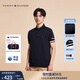 TOMMY HILFIGER【透氣舒適】夏季男珠地網(wǎng)眼撞色袖口休閑翻領(lǐng)短袖T恤POLO30764 藏青色DW5 M （推薦：130-140斤）