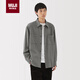 MUJI男式 法蘭絨 長(cháng)袖襯衫式夾克 炭灰色 L