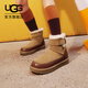 UGG秋季新款女士時(shí)尚拼接束帶短筒雪地靴1174575CHE|栗色37