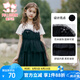 富羅迷女童連衣裙夏季T恤拼接網(wǎng)紗裙甜美公主裙兒童裙子 黑色  140 