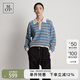 Marc O'Polo/MOP 25初秋新款羊毛混紡顯瘦撞色條紋polo領(lǐng)毛衣針織衫女士上衣 藍(lán)色S68 XS