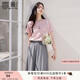 香影粉色t恤女裝短袖正肩2025夏季新款圓領(lǐng)卡通刺繡減齡上衣小衫 粉色 M 160/84A/95-110斤