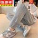 恒源祥純棉運動(dòng)褲灰色女秋冬小個(gè)子衛褲寬松束腳加絨加厚高腰顯瘦休閑褲 9050淺灰色【不加絨】 2XL 建議【131-150斤】