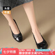ZHR頭層牛皮單鞋女休閑職業(yè)淺口工作皮鞋通勤厚底商務(wù)女鞋KM20黑色37