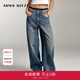 MISS SIXTY進(jìn)口牛仔面料牛仔褲女拼接雙腰頭顯瘦百搭復(fù)古洗水 中藍(lán) M