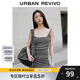 UR夏季新款女裝氛圍感修身褶皺方領(lǐng)吊帶連衣裙UWV740019 中灰 S