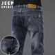 JEEP SPIRIT吉普牛仔褲男秋季韓版潮流褲子男士直筒修身男褲 藍灰 32