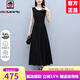 AEMAPE高端品牌吊帶連衣裙女無袖夏季2025新款輕奢感桑蠶絲真絲背心裙子 黑色 L