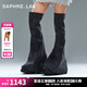 DAPHNE LAB方糖過膝靴大褲管 25秋冬新款兩穿拉鏈靴設(shè)計(jì)感增高長靴褲管靴 牛仔水鉆款 37