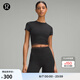 lululemon丨Nulu? 女士運(yùn)動(dòng)短款 T 恤*瑜伽日 LW3HMFS 黑色/濃縮咖 XS /4