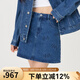 美職棒（MLB）官方 女款老花系列牛仔短裙通勤A字半身裙子24夏季新款DSM034 紐約洋基隊(duì)/靛藍(lán)色 S 165/70A