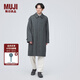 無印良品（MUJI） 男式 羊毛混 大衣 毛呢大衣 時尚中長款外套 AD0U1C3A 深灰色圖案 M 170/92A
