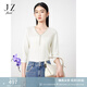 玖姿（JUZUI）商場同款V領(lǐng)套頭衫女裝春款修身氣質(zhì)針織JWDC31013 純白 S