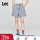 Lee25新品舒適喇叭經(jīng)典五袋款設(shè)計(jì)淺藍(lán)色女牛仔短褲顯瘦潮A08075 淺藍(lán)色 27