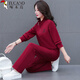 啄木鳥(niǎo)運動(dòng)套裝女秋季新款衛衣女時(shí)尚顯瘦洋氣減齡休閑兩件套 酒紅 4XL