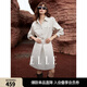 ELLE法式工裝襯衫連衣裙女2025秋新款純棉翻領(lǐng)寬松腰帶收腰a字裙 灰綠 M
