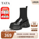 他她TATA厚底英倫樂(lè)福鞋女鞋瘦瘦彈力襪靴短靴冬新款CCJ02DZ4 黑色 37