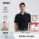 BOSS博斯【七夕節(jié)禮物】【珠地布】男士夏徽標貼片彈力修身短袖Polo衫 404-深藍色 L