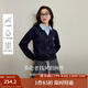 茵曼（INMAN）2025秋冬女裝新款學院風polo領(lǐng)假兩件麻花毛衣英倫針織 藏青 M