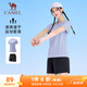 駱駝（CAMEL）速干運動(dòng)服女短袖T恤褲跑步兩件套裝 J25BAXLN076 薇紫色/黑 XL