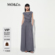 MO&Co.連衣裙2025夏新品含天絲桑蠶絲輕薄捏褶垂蕩長裙MBE2DRS056中花灰色M /165