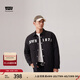 Levi's李維斯情侶同款字母印花翻領(lǐng)寬松美式復(fù)古時尚夾棉外套七夕禮遇 黑色 M