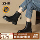 ZHR短靴女秋冬顯瘦厚底粗跟馬丁靴女加絨增高靴子女 CQ15A 黑色 37 