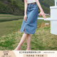 香影牛仔半身裙女2025夏裝新款復(fù)古中長款裙子修身顯瘦高腰直筒裙 牛仔藍(lán) XL