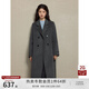 自巧（ZIQIAO）小個子正肩100%全羊毛雙面呢大衣女2023冬季新款毛呢西裝外套 淺棕灰 XS (2碼)
