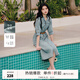 秋水伊人優(yōu)雅浪漫裙子2025年夏季新款氣質(zhì)簡約通勤立領(lǐng)設(shè)計連衣裙 牛仔藍 M